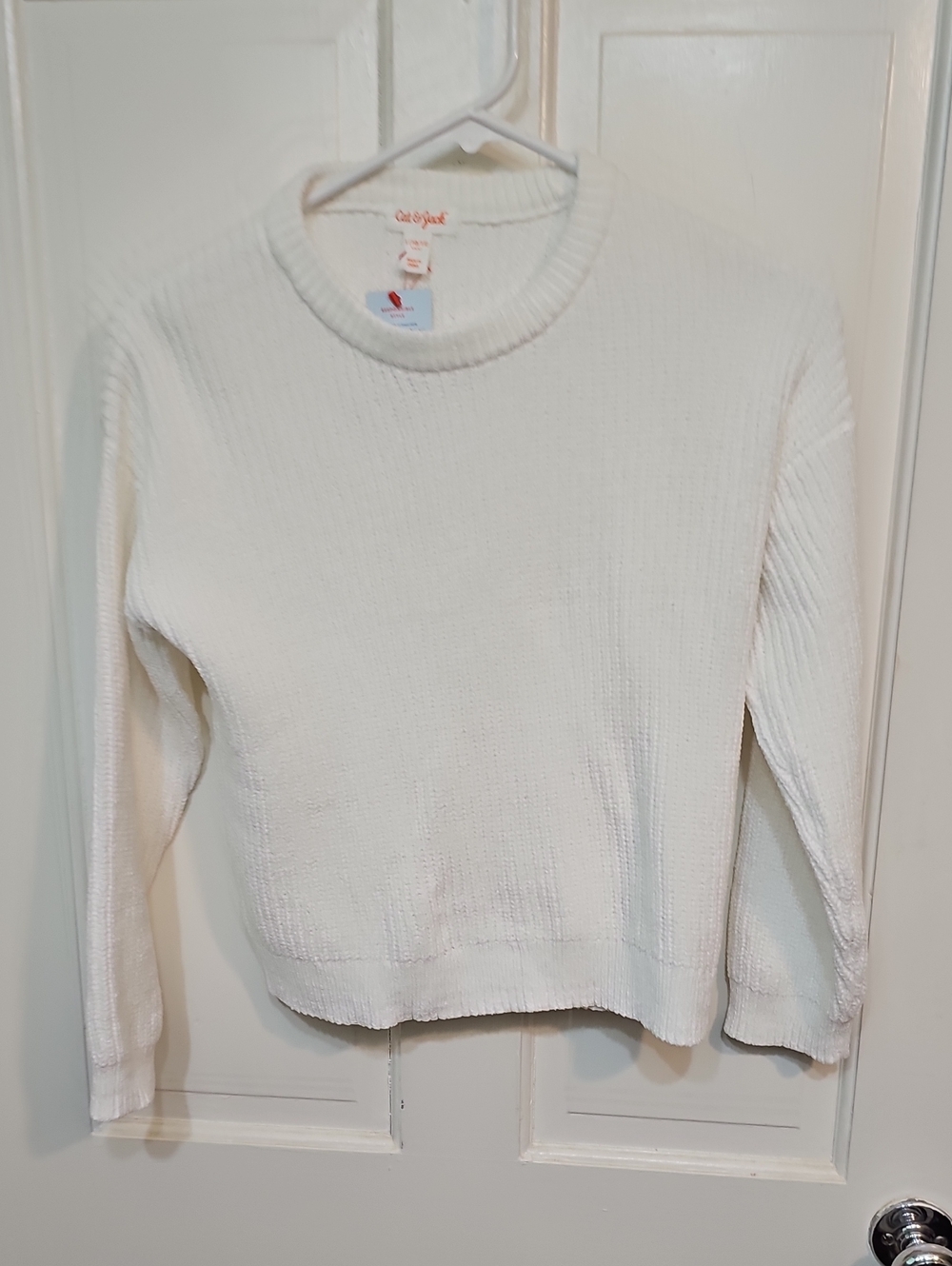 Cat & Jack White Ribbed Crewneck Sweater - Women's Pullover